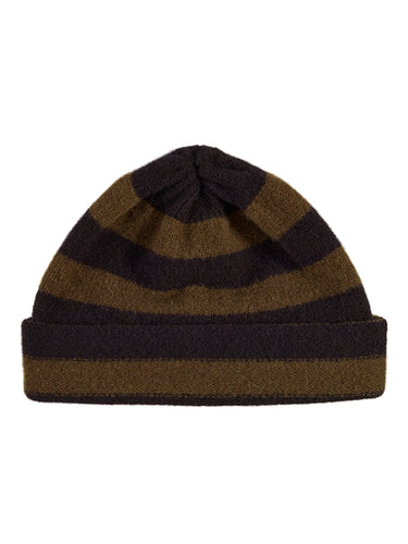 Stripe Hat Black & Military-Plain Hats-Jo Gordon-Stripe Hat Black & Military-Hat-Plain Hat-100% Lambswool
