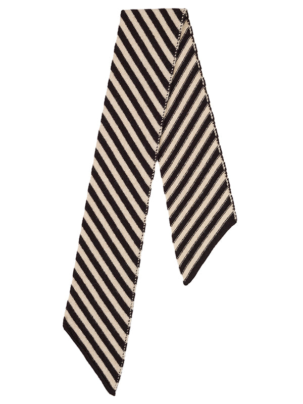 Small Diagonal Stripe Scarf Black & Oatmeal-Small Scarves & Neckerchiefs-Jo Gordon-Small Diagonal Stripe Scarf Black & Oatmeal-100% Lambswool-Small Scarf