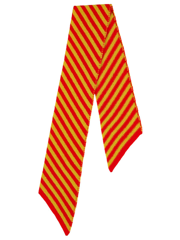 Small Diagonal Stripe Scarf Scarlet & Turmeric-Small Scarves & Neckerchiefs-Jo Gordon-Small Diagonal Stripe Scarf Scarlet & Turmeric-100% Lambswool-Small Scarf
