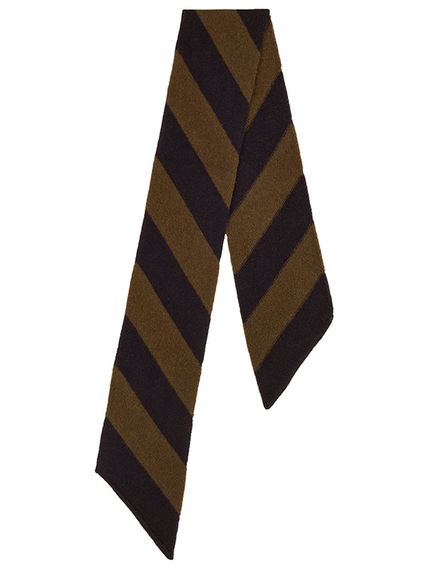 Small Wide Stripe Diagonal Scarf Black & Military-Small Scarves & Neckerchiefs-Jo Gordon-Small Wide Stripe Diagonal Scarf Black & Military-100% Lambswool-Small Scarf
