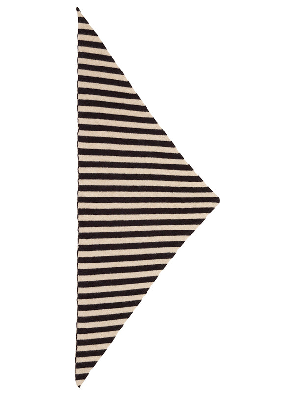 Striped Triangle Neckerchief Black & Oatmeal-Small Scarves & Neckerchiefs-Jo Gordon-Striped Triangle Neckerchief Black & Oatmeal-100% Lambswool-Neckerchief
