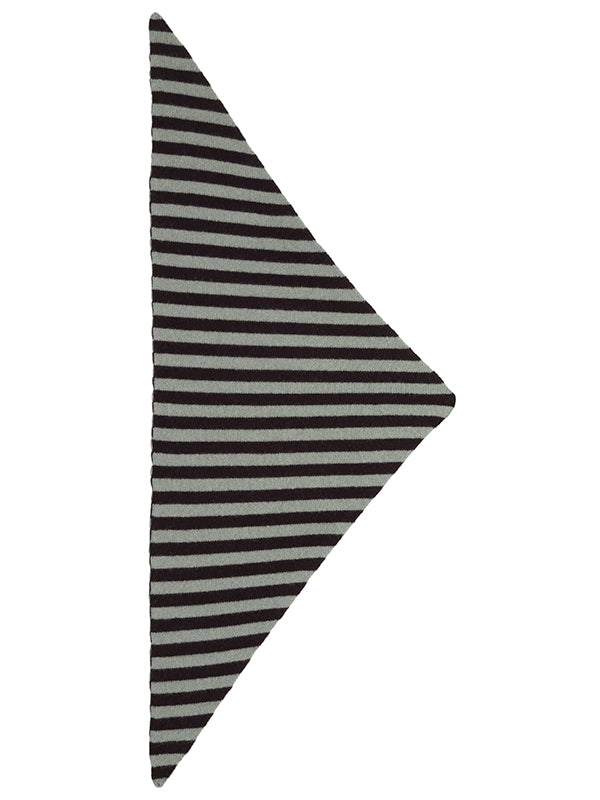 Striped Triangle Neckerchief Black & Kintyre-Small Scarves & Neckerchiefs-Jo Gordon-Striped Triangle Neckerchief Black & Kintyre-100% Lambswool-Neckerchief
