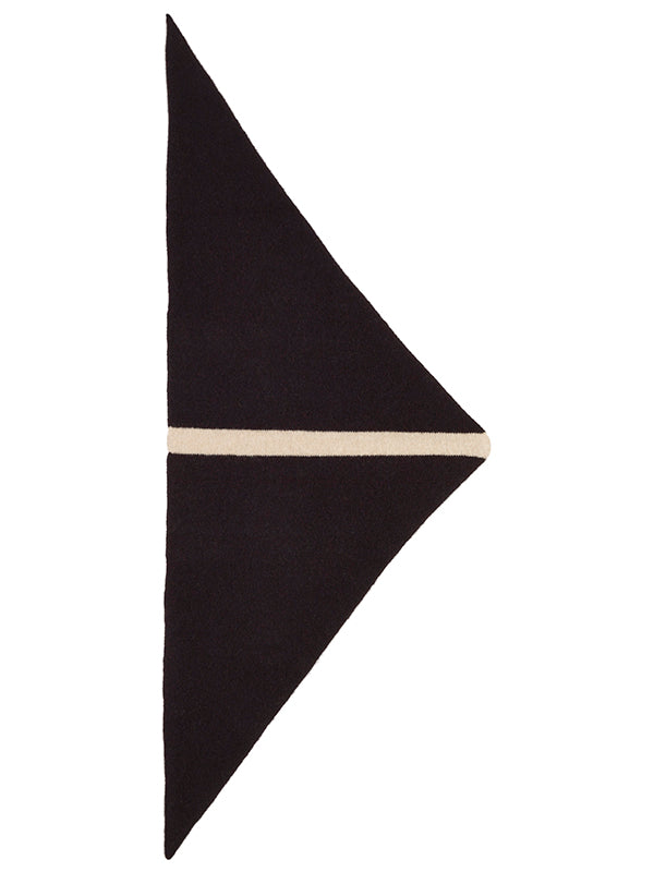 Single Stripe Triangle Neckerchief Black & Oatmeal-Small Scarves & Neckerchiefs-Jo Gordon-Single Stripe Triangle Neckerchief Black & Oatmeal-100% Lambswool-Neckerchief