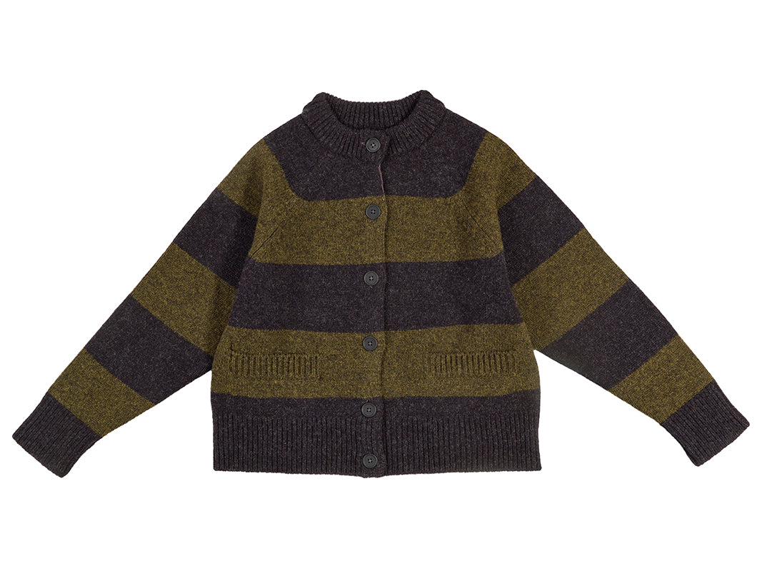 Stripe Cardigan Charcoal & Pine Shadow