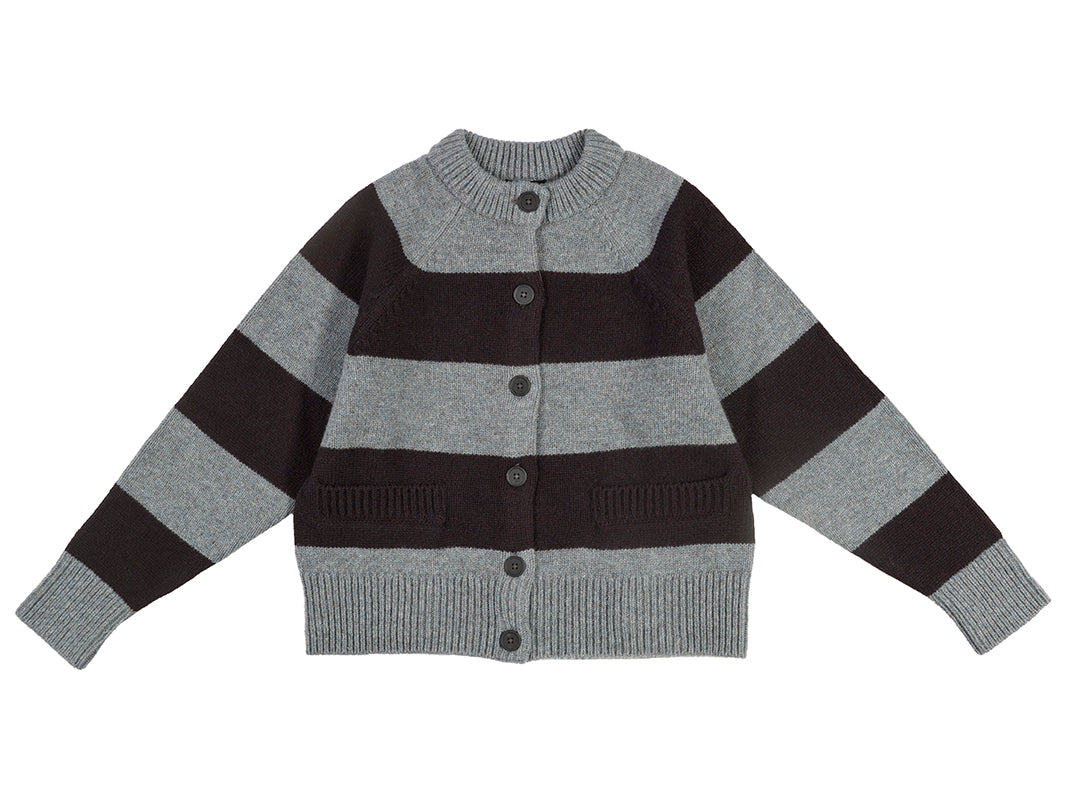 Stripe Cardigan Graphite Green & Black