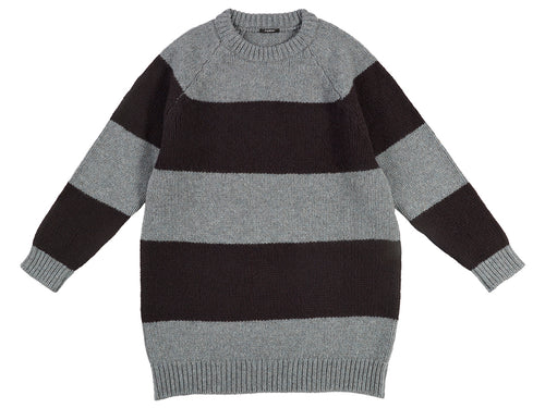 Oversize Stripe Jumper Graphite Green & Black-Jumpers & Cardigans-Jo Gordon-Oversize Stripe Jumper Graphite Green & Black-100% Lambswool-Jumper-Striped Jumper