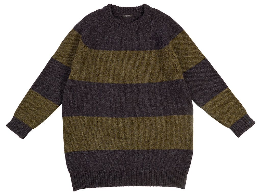 Oversize Stripe Jumper Charcoal & Pine Shadow-Jumpers & Cardigans-Jo Gordon-Oversize Stripe Jumper Charcoal & Pine Shadow-100% Lambswool-Jumper-Striped Jumper