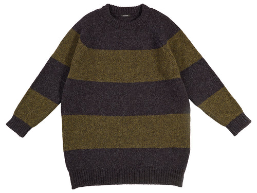 Oversize Stripe Jumper Charcoal & Pine Shadow-Jumpers & Cardigans-Jo Gordon-Oversize Stripe Jumper Charcoal & Pine Shadow-100% Lambswool-Jumper-Striped Jumper
