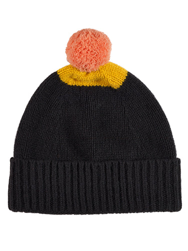 Top Spot Pompom Hat Black & Golden Eye