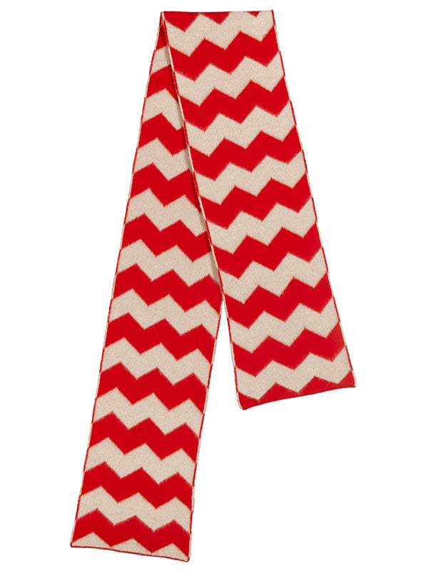 Brushed Zigzag Scarf Poppy & Oatmeal