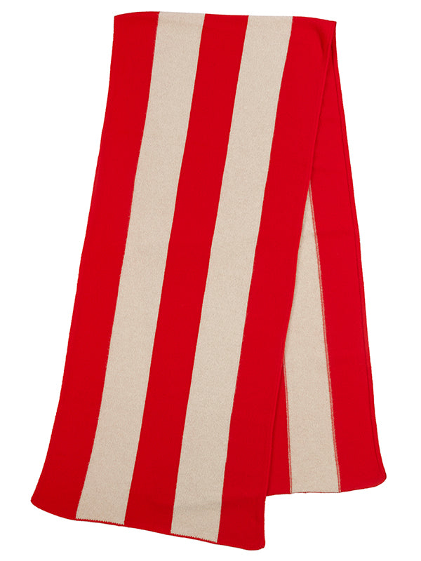 Vertical Stripe Brushed Blanket scarf  Poppy & Oatmeal