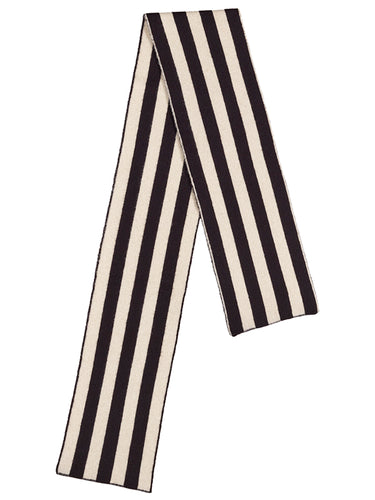 Brushed Vertical Stripe Scarf Black & Oatmeal