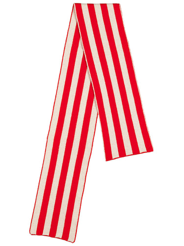 Brushed Vertical Stripe Scarf Poppy & Oatmeal