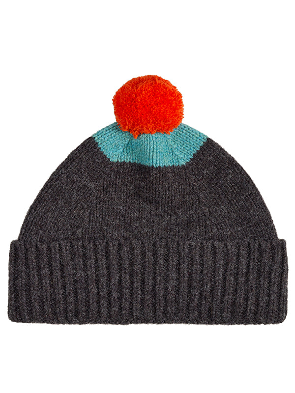 Top Spot Hat With Pompom Charcoal & Jade