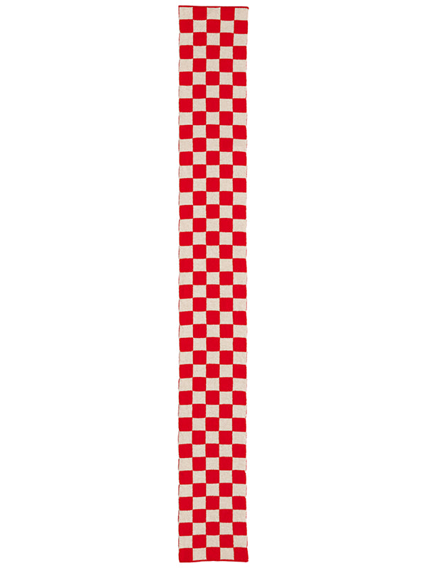 Small Check Scarf Poppy & Oatmeal
