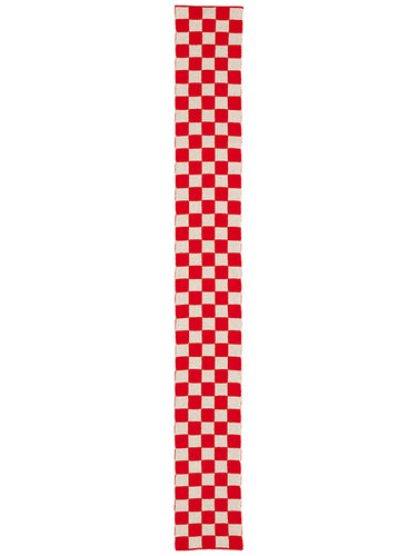 Small Check Scarf Poppy & Oatmeal