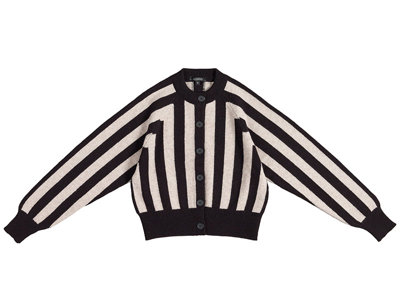 Vertical Stripe Cardigan Black & Putty