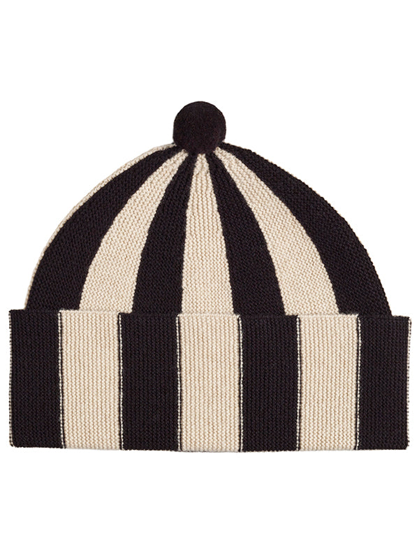 Vertical Stripe Hat Black & Oatmeal