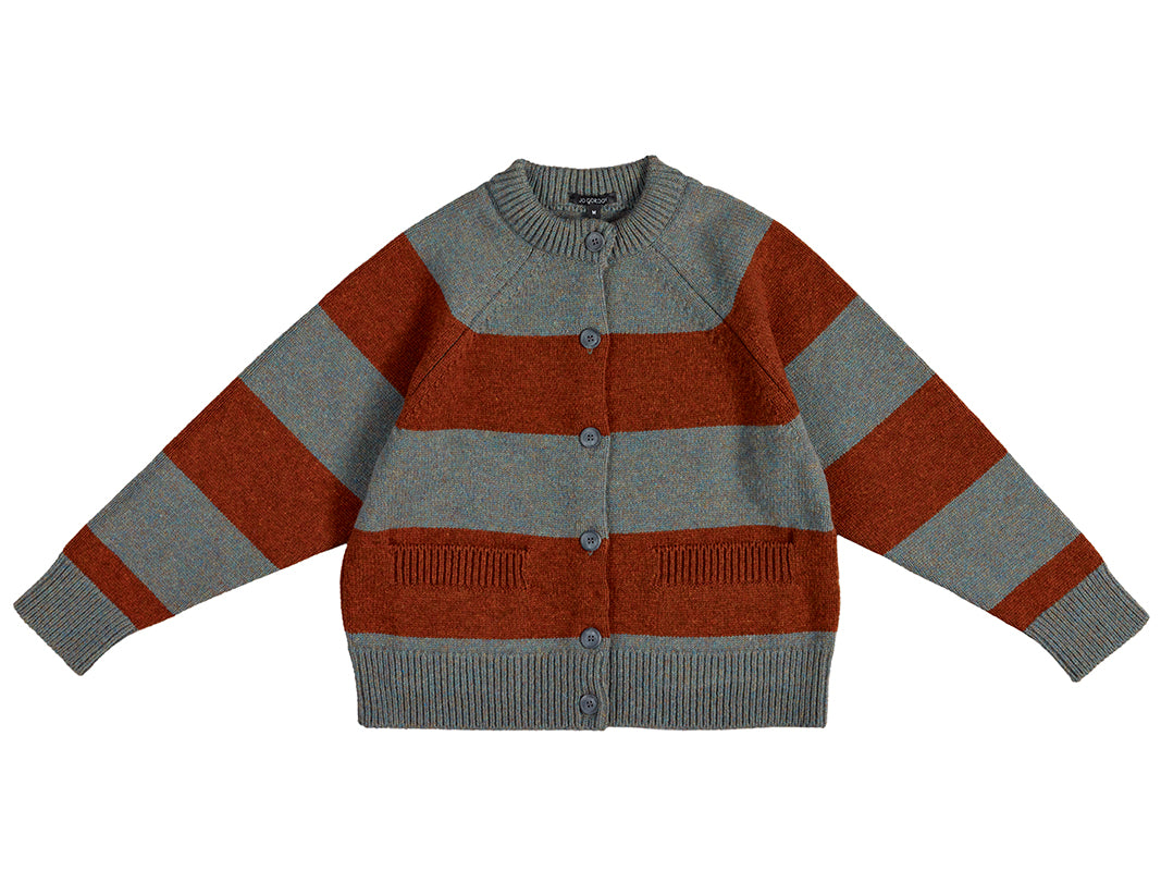 Wide Stripe Cardigan Jade & Rust